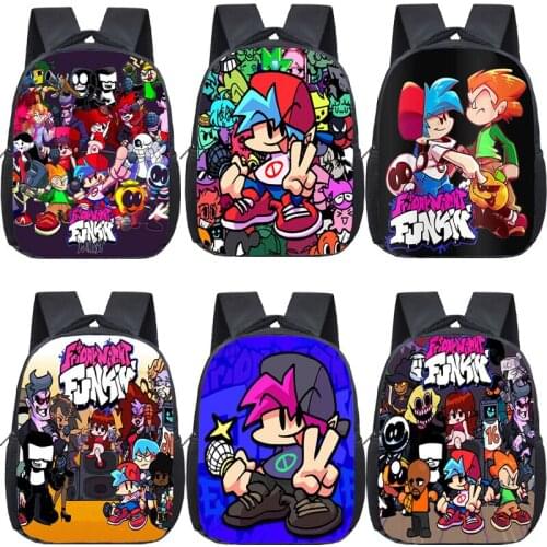 12 Inch Children Friday Night Funkin Backpack Toddler Kindergarten Bags Rucksack Cartoon School Bag Boys Girls Anime Bag Mochila