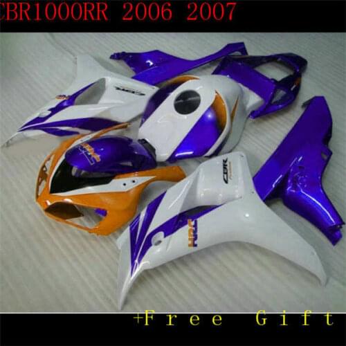 For 2006 2007 CBR 1000RR 06 07 ABS Plastic Full Fairing Set for blue white orange yellow Bodywork Kit