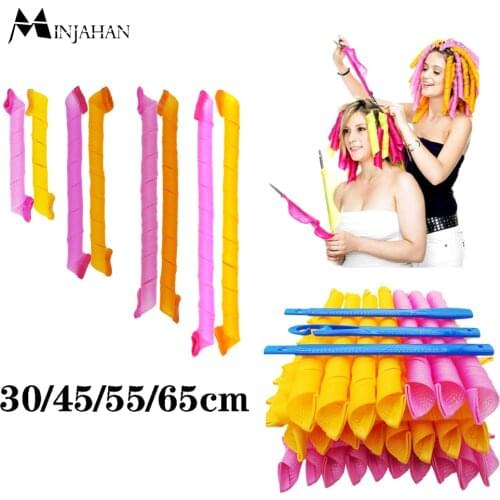 Hair Rollers (30/45/55/65cm) Snail Shape Not Waveform Spiral Round Curls Hair Curler Soft Hair Curler Magic Hair Rollers DIY