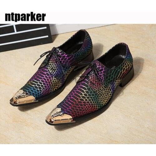 Italian Style Fashion Mens Shoes Pointed Metal Toe Mans Leather Dress Shoes Business/ Party Dress Shoes Men zapatos de hombre
