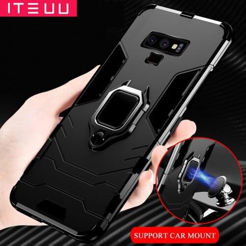 ITEUU Note9 Anti-knock Finger Ring Kickstand Armor Case for Samsung Galaxy Note 9 Cases Shockproof Stand Cover for Samsung Note9