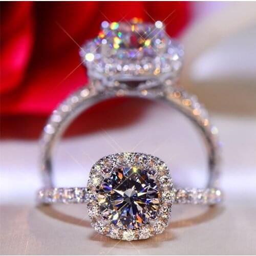18K Au750 White Gold Women Wedding Party Engagement Ring 1 2 3 4 5 Carat Round Square Moissanite Diamond Ring Trendy Classic