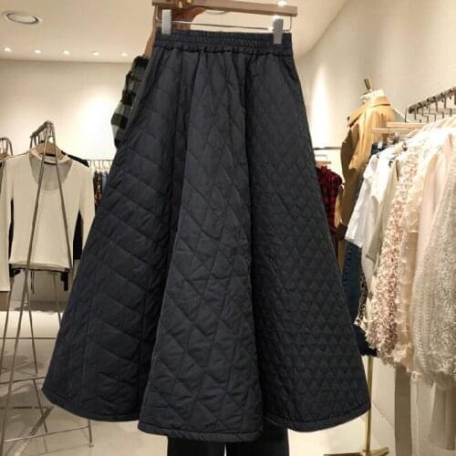 Korea Chic 2021 Autumn New Elastic Waist Rhombic Plaid Woven Cotton A-word Temperament Slim Skirt Women Fashion X985