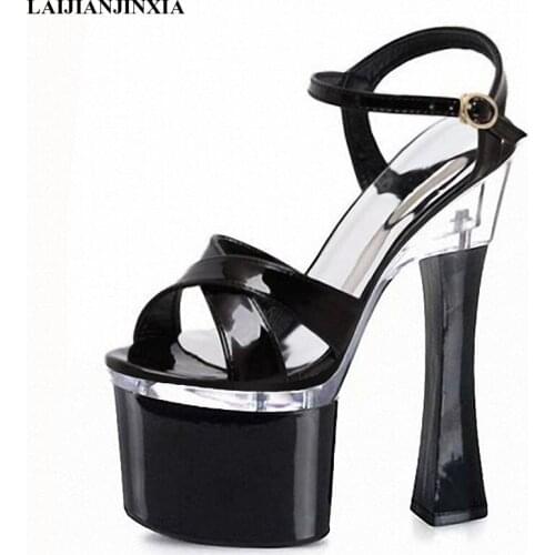 LAIJIANJINXIA New 18CM Super High Heels Platfrom Sandsls Sexy Fish Female Waterproof Platform Roman Womens Shoes Pumps