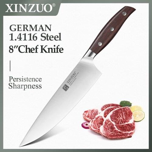 XINZUO 8'' Chef Knife High Carbon Germany Steel Kitchen Knives Cleaver Vegetable Knife Red Sandalwood Handle Kitchen Chef Tools