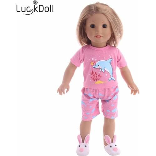 Luckdoll doll clothes suit fit 18 inch American female doll and 43CM doll accessories children Christmas gift
