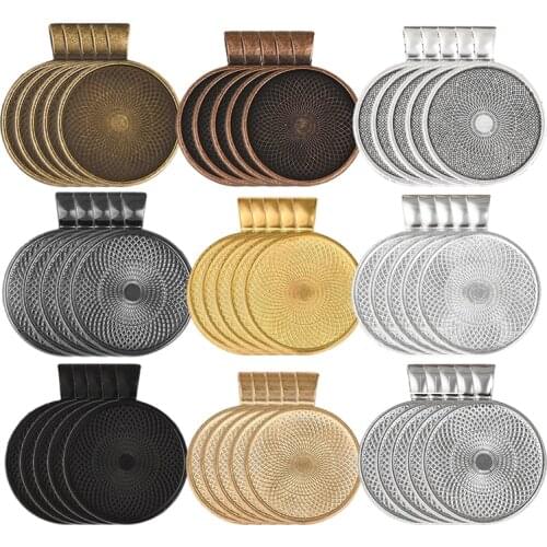 10pcs Alloy Pendant Base Settings Glass Cabochon 20/25mm Round Cameo Trays Bezel Blank for Necklace Keychain DIY Jewelry Making