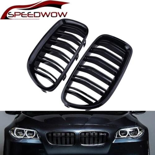 SPEEDWOW Front Grill Grille Gloss Black Kidney Sport For BMW F10 F18 F02 F11 M5 10-15 Dual Slat