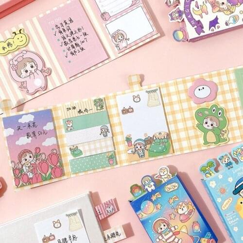 Notes South Korea Ins Cute Cartoon Girl Stickers for Students with Message Index 240 Sheets