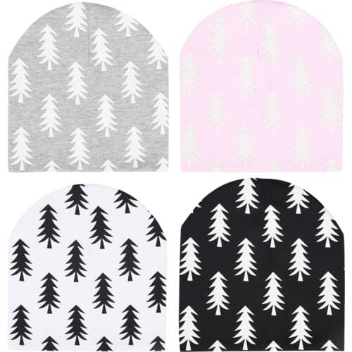 Autumn Winter Toddler Kids Tree Pattern Cotton Beanie Hat For Boys And Girls Printing Baby Caps Children Bonnet