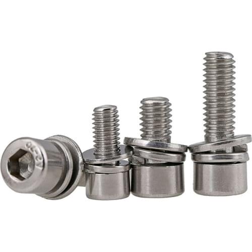 M2.5M4M5 Hexagon Hex Socket Head Cap Three Combination Screw 304 Stainless Steel Cylinder Allen With Washer Sems Screw Bolt Kit