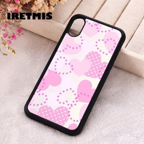 Iretmis 5 5S SE 2020 Phone Cover Case for iPhone 6 6S 7 8 Plus X Xs XR 11 12 Mini Pro Max Silicone Pink Hearts Pattern