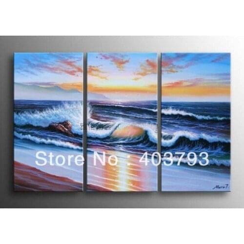 Modern abstract fashion oil painting on canvas for decoration sea wave sencery free shipping