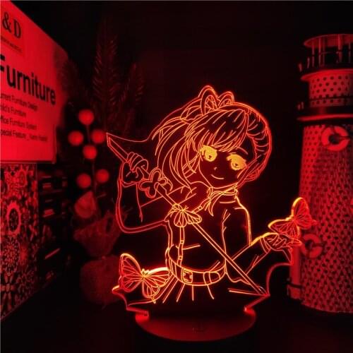 Kochou Shinobu Demon Slayer LED Night Light Anime Figure Lamp Home Decoration Lighting Lampara Manga Sunset Kawaii Decor Lampe