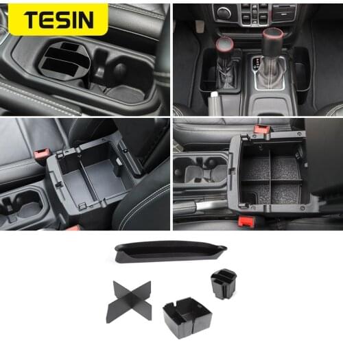 TESIN Stowing Tidying For Jeep Wrangler JL 2018+ ABS Car Storage Box Organizer Kit Accessories For Jeep Wrangler JL JT 2018