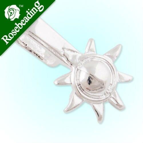 13MM High Quality Sun and Moon Shape Silver Plated Glue On Bails Charm/Pendant,sold 100 pcs per pkg