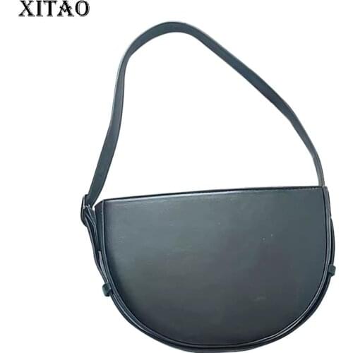 XITAO Vintage Shoulder Bags Fashion New Women Solid Color Small Fresh Wild Niche New Semicircle Saddle Bag Minority WMD2109