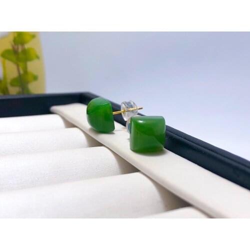 SHILOVEM 18k yellow gold Natural Jasper drop earring fine Jewelry women wedding plant wholesale gift new 8mm yze0808666by