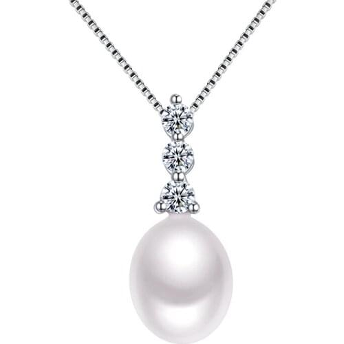 Sinya High luster Natural pearls charm pendant necklace in 925 sterling silver for women Mum lover fashion design Christmas gift