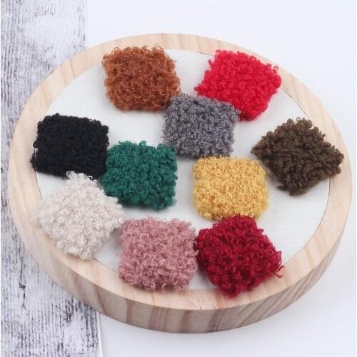 Winter style 50pcs/lot 30mm imitate lambswool decoration geometry square shape flatback Cloth buckle diy jewelry earring pendant