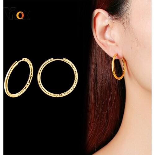Vnox Minimalist Gold Color Hoop Earrings for Women Lady Party Jewelry, Anti Allergy Stainless Steel Metal Ear Gifts Accessory