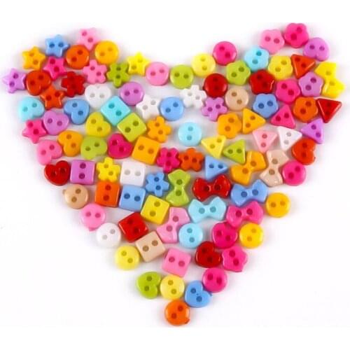 100Pcs/Lot Assorted Colors Shapes Tiny 6MM Resin Button Beads 2 Holes Sewing Craft DIY Hand-made Clothing Accessories