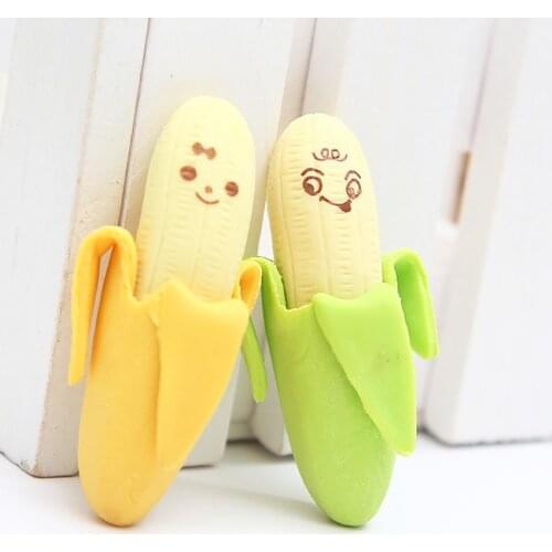2PCS/lot Lovely Cute Kawaii Rubber Korean Stationery School Supplies Banana Shape Novelty Kid Gifts Fruit Pencil Eraser NEW