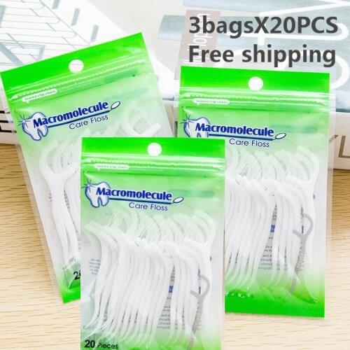 20PCS/bag Tooth Picks Dental Flosser Interdental Brush Stick Toothpicks Oral Gum Teeth Clean Tools Care Thread Dental Plastic