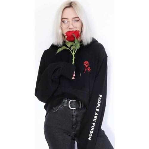 2020 Couples Hoodies People Are Poison Rose Sweatshirt Men Women Winter Autumn Warm Plush Fleece Pullover Casual Pockets Hoodies