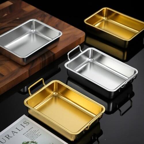 304 square plate stainless steel fried chicken plate creative ear snack plate candy dessert snack dry fruit plate metal tray