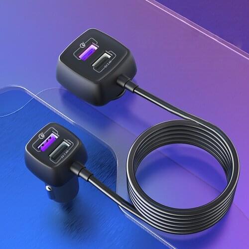 Car Mobile Phone Charger USB QC 4 Ports for Front Back Seat Quick Charge Universal Power Fast Charging Adapter 60W 12V-24V