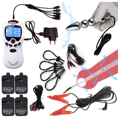 Bdsm Sex Kit Electro Shock Pulse Anal Vagina Plug Urethra Stimulation Rod Penis Ring Nipple Clamps Massage Pads Medical Sex Toys