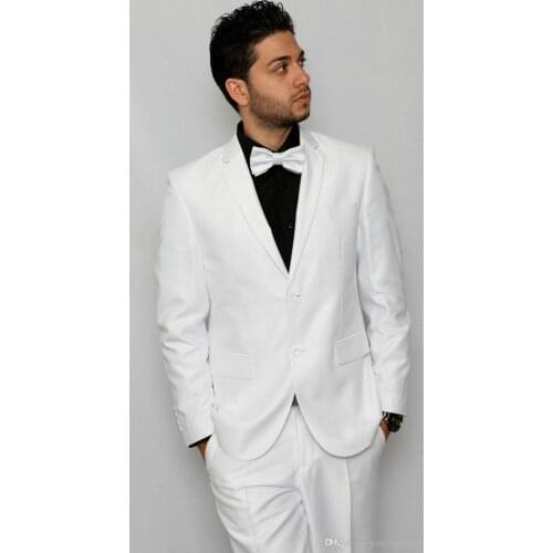 JELTONEWIN White Wedding Groom Suits Slim Fit Groomsmen Tuxedos For Men Notched Lapel 2 Buttons Formal Prom Suit Jacket+Pant