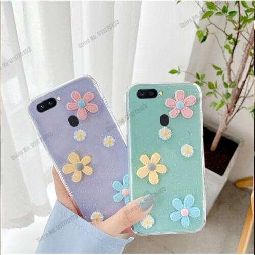 Case For Oppo R11S R11 R9S R9 Plus 3D Daisy Wrist Strap Phone Case For Oppo R17 Pro Soft Silicone Protective Clear Back Cover