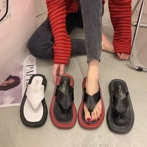 Black/white Mixed Color Thick Bottom Flip Flops Women Famous Designer Clip Toe Slippers Ladis Platform Jandal Slides Beach Shoes