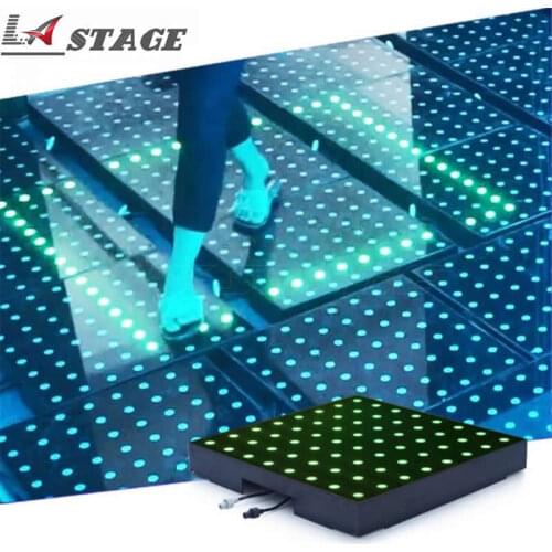 8*8 Wedding Stage Decoration Glass Interactive Digital Panel Led RGB Color Pixel Dance Floor