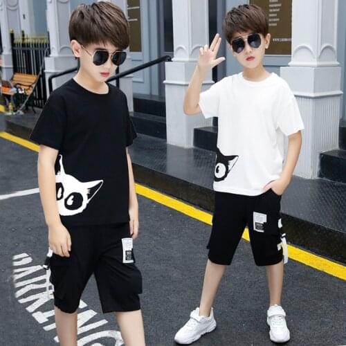 2021 summer Kids Tracksuit For Boys Clothes Toddler teenager fox t-shirt + shorts pants Outfit Children 4 5 6 8 9 10 11 12 Year