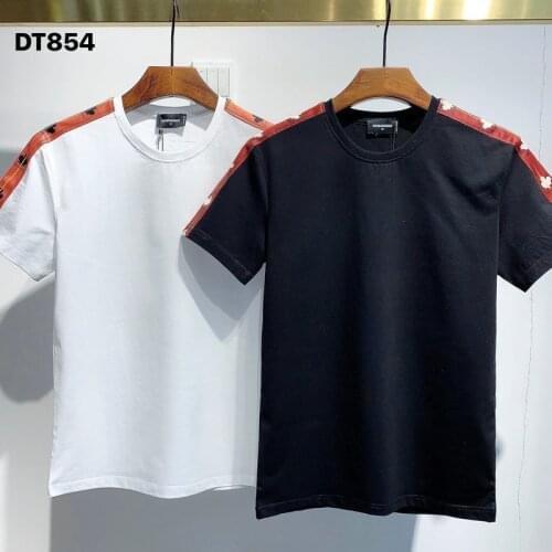 Dsquared2 New Men/Women Street Hip-Hop Round Neck Short-Sleeved T-Shirt Cotton Locomotive Letter Printing Casual Tee DT854