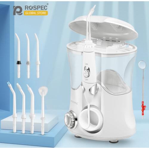 ROSPEC Electric Oral Irrigator Portable Water Flosser Dental 600ML Water Tank Waterproof Teeth Cleaner Family Oral Care+7 Jet