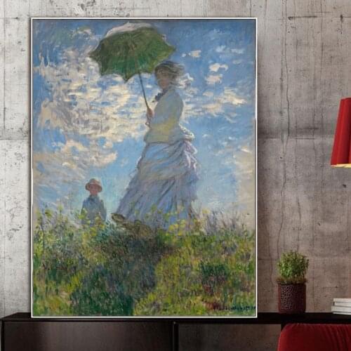 Famous Paintings Canvas Painting Posters and Prints Wall Art Woman with A Parasol By Monet Picture for Living Room Home Decor