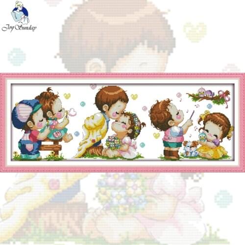 GG Happy Wedding Counted or Stamped Cross Stitch 11CT14CT DIY Kits Needlework Embroidery Cartoon Cross Stitch Sets for Kids