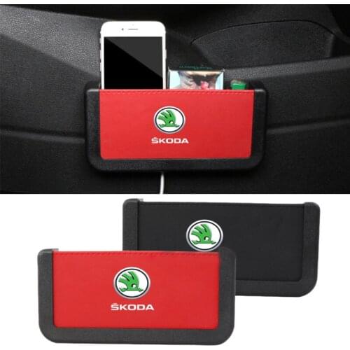Car Seat Gap Storage Box for Skoda Logo Yeti Rapid Kodiak Spaceback Octavia Kodiaq Superb Fabia Karoq Kamiq Pocket Phone Holder