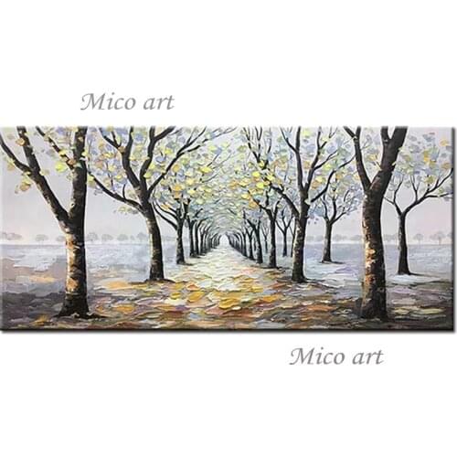 Nordic Style Picture Paintings Artwork 100% Hand Painted Textured Birch Landscape Wall Art Oil Painting No Frame Decor Artwork
