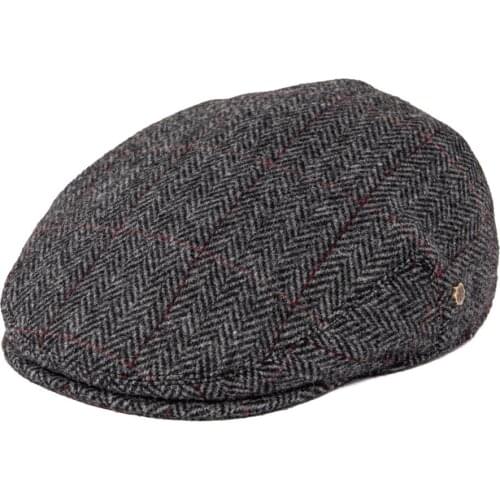 VOBOOM Ivy Cap Herringbone Flat Caps 50% Wool Tweed Plaid Gray Cabbie hat Newsboy caps Driving Hats