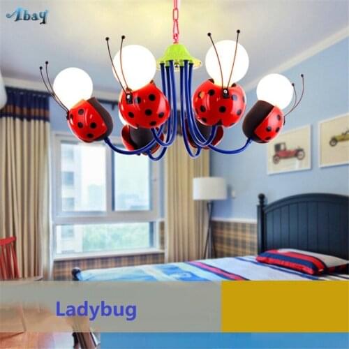 Creative Lovely Ladybug Iron led Ceiling Lights for Bedroom Study Childrens Room Lighting Fixtures kindergarten ceiling lamp