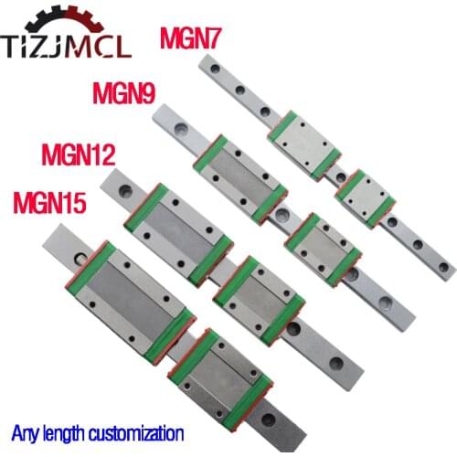 MGN9 MGN12 MGN15 MGN7 miniature linear rail slide 1pc MGN linear guide+1pc MGN carriage 100 350 500 600 800 1000mmCNC 3D Printer