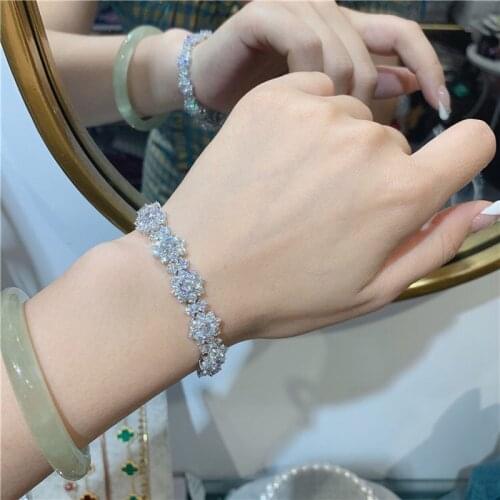 Fashion Flower Bracelet Luxury Full Inlay Dazzling Crystal Zircon Europe America Fine Jewelry Womens Wedding Party Hand Chain