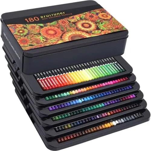 180 Colors Oil Based Assorted Colours Art Pencils set Colouring Pencils for Artists Kids Sketchers Gift Tin Box
