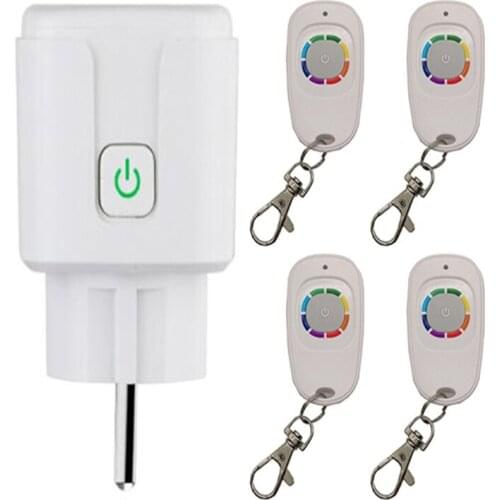 433MHZ AC 110V 220V RF Smart Life Wireless Electrical Socket Switch Light EU Plug Wall Outlet Switch 20m Transmitter