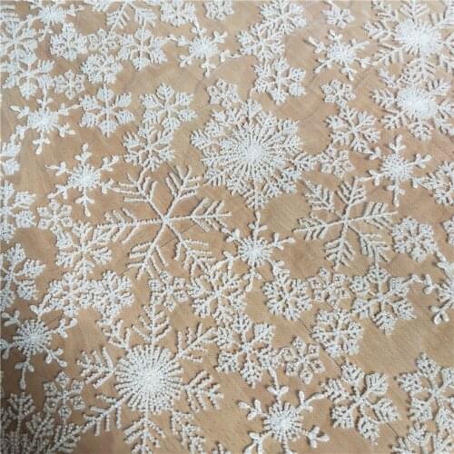 Off White Snow-Flower Beaded Lace Fabric Heavy Guipure Lace Fabric Bridal Gowns Flower Girls Dress Fabric For Sale By The Yard